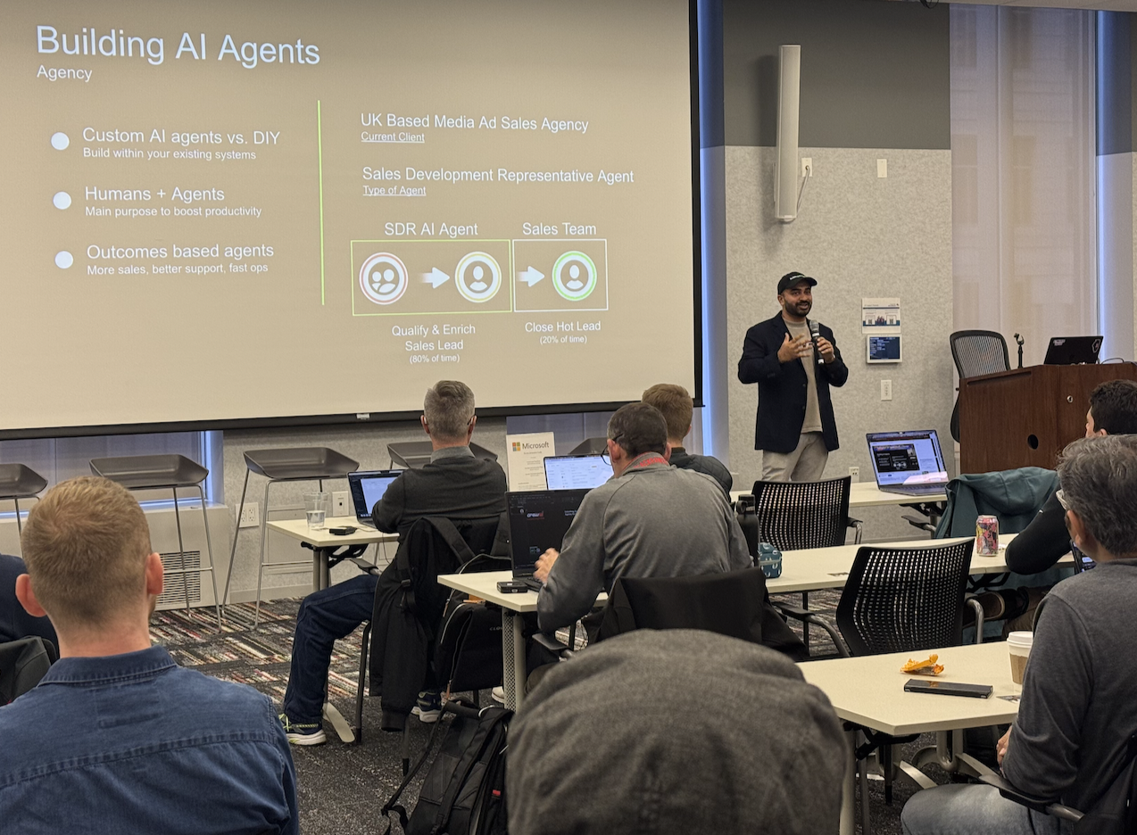 Presenting on building AI agents to a classroom audience